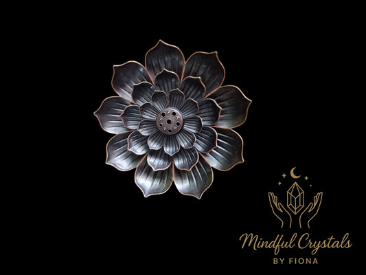 large metal Lotus Flower incense holder