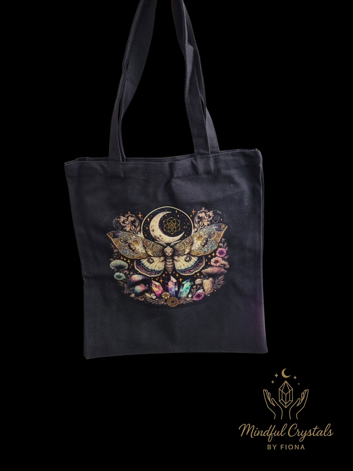 Moth and crystal quality canvas bag