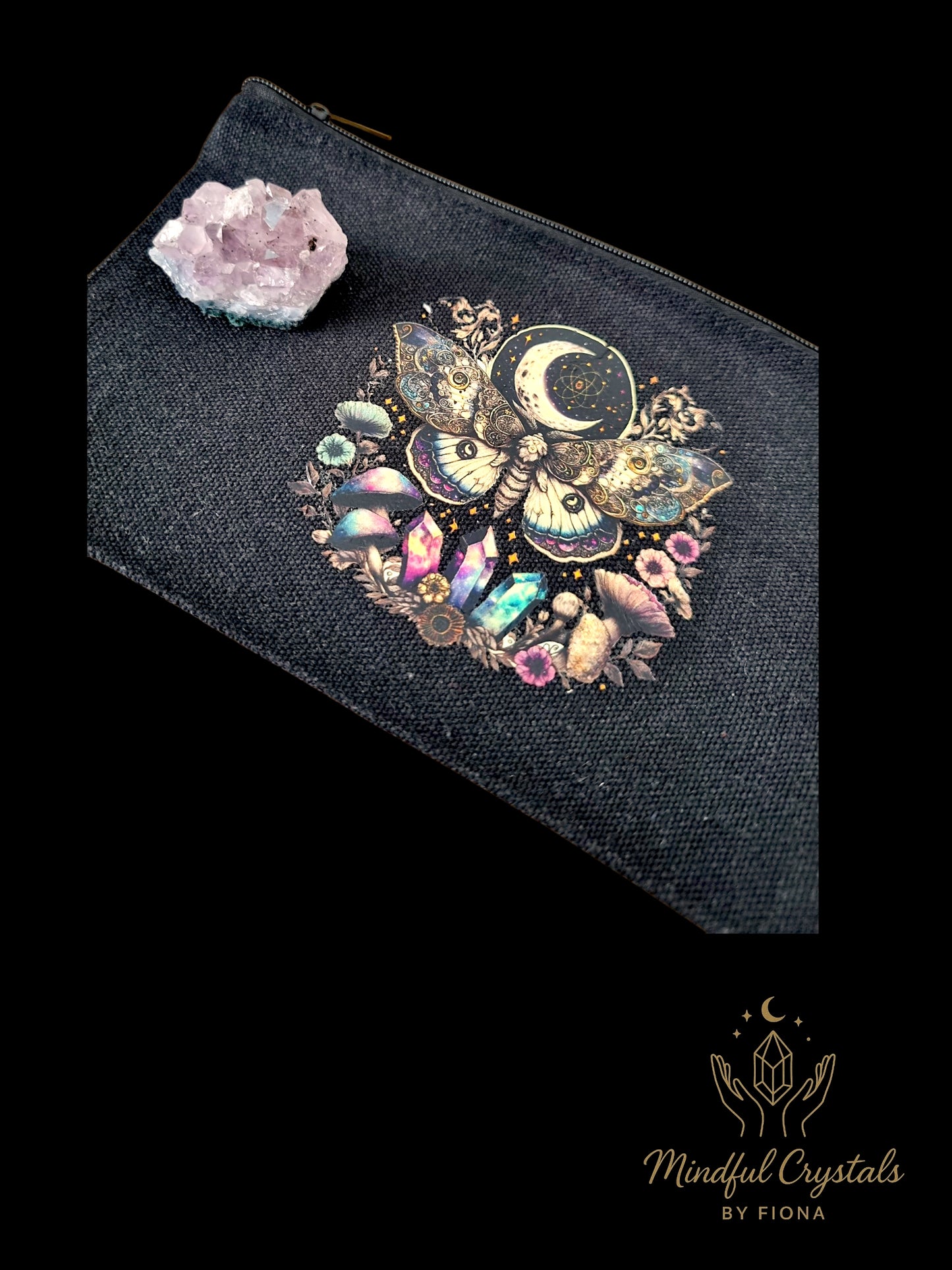 Moth and crystal design pencil case