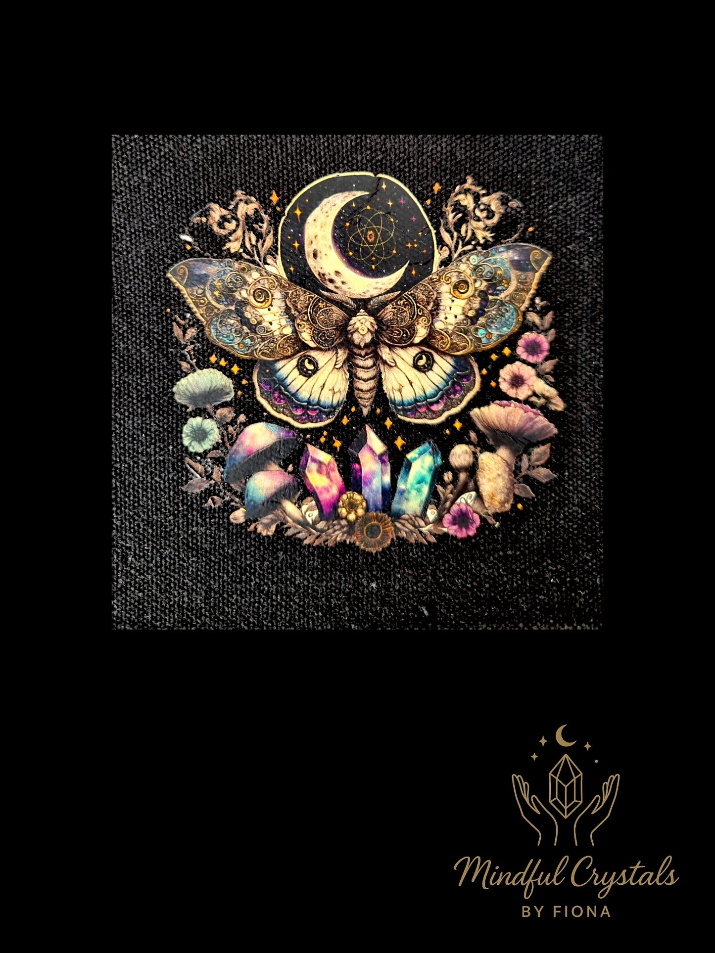 Moth and crystal quality canvas bag