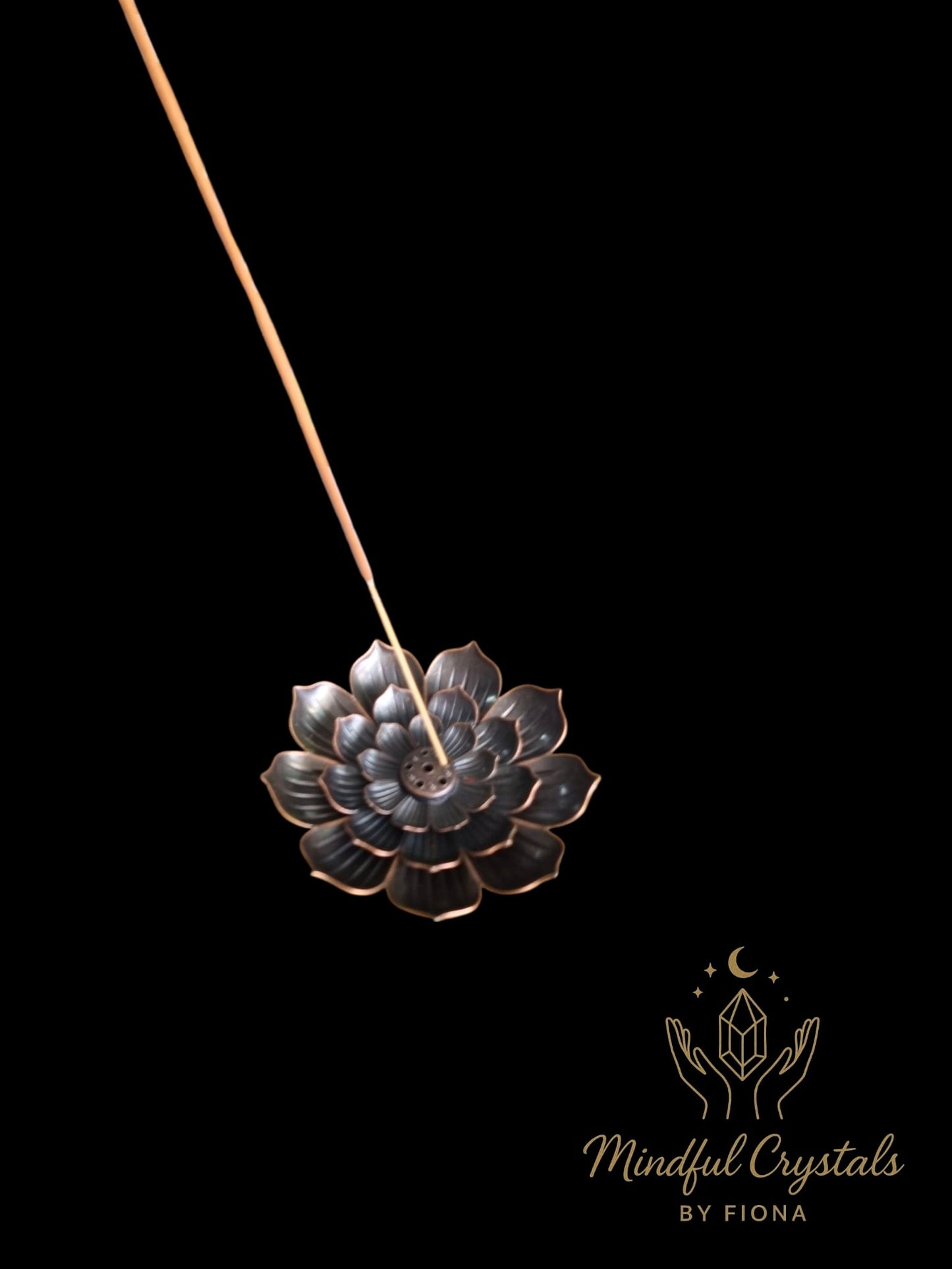 large metal Lotus Flower incense holder